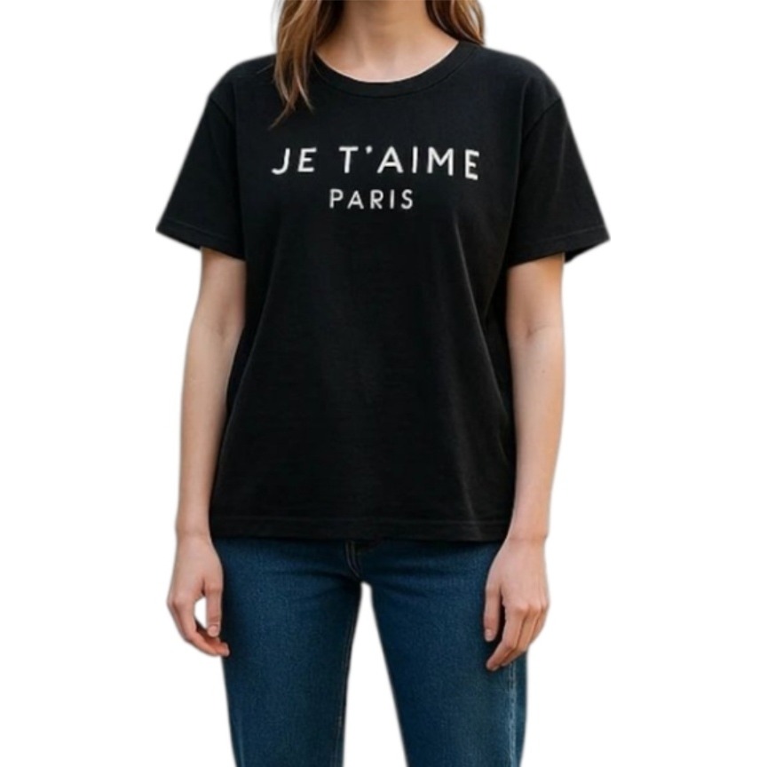 Mia Joy Joyfolie Womens Black Je T' Aime Paris Graphic Tee Shirt Size Xs Nwt $58